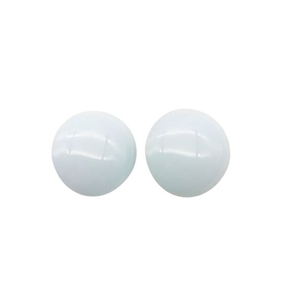 Vintage Large Round Baby Blue Enamel Stud Earrings - Picture 3 of 4